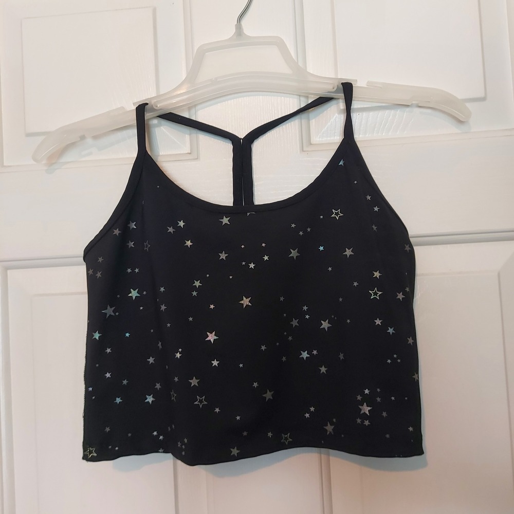 Beyond Yoga Black Chai Mini Moons SoftShine Slim Racerback High Cropped Tank